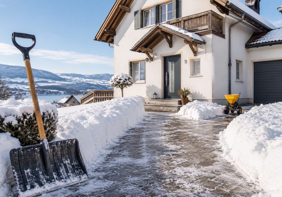 Geräumte und gestreute Einfahrt im Winterdienst